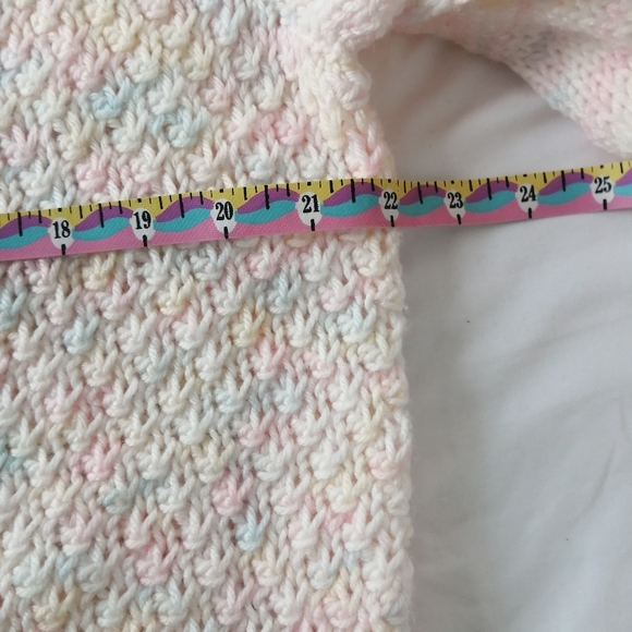 Vintage Hand Knit Pastel Multicolour Button Up Cardigan Size Medium - Picture 13 of 16